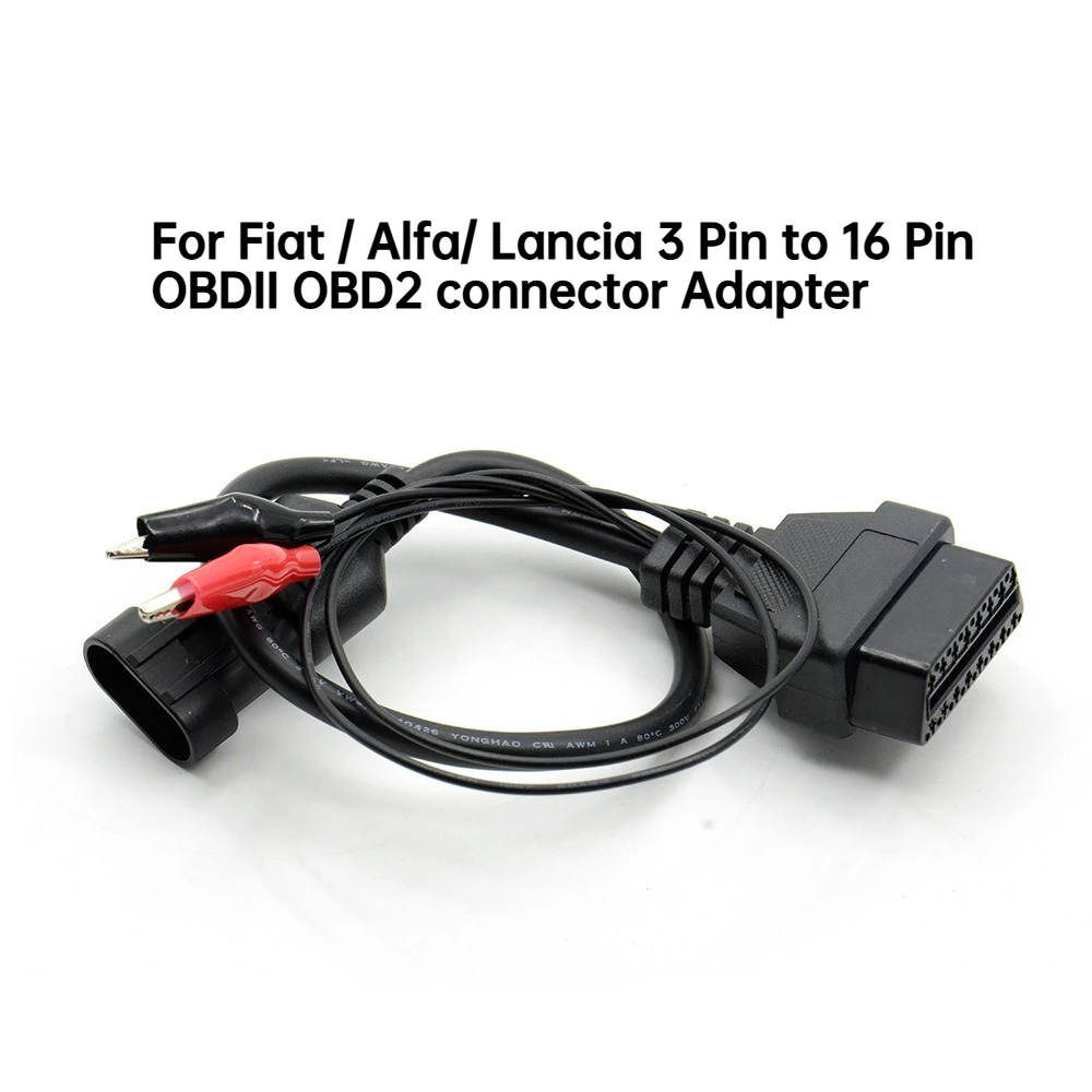 NEW For Fiat / Alfa/ Lancia 3 Pin to 16 Pin OBDII OBD2 connector Adapter Auto- Car Cable For Fiat 3pin Female Diagnostic Cable