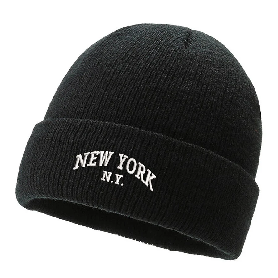 Unisex Embroidered Beanies NEW YORK NY Knitted hats Winter thick caps Men Women  Warmer Bonnet hat