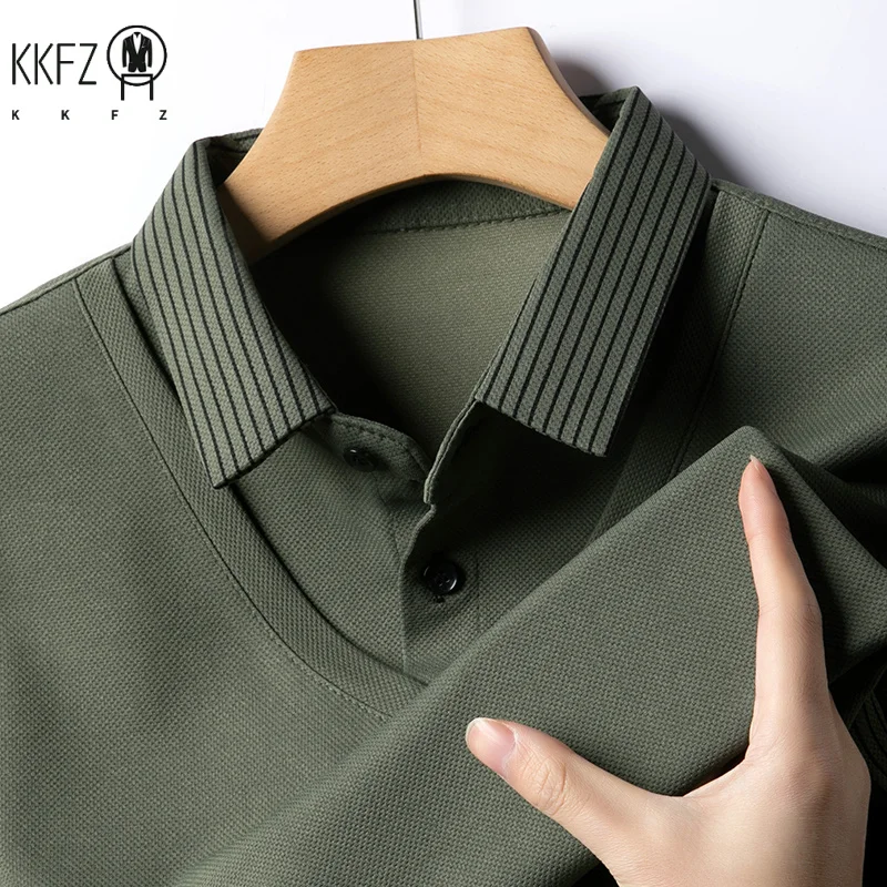 Men's Casual Fashion Long Sleeve Solid Color Polo Shirt 2026 Business Versatile Top All Season Fake Two-Piece