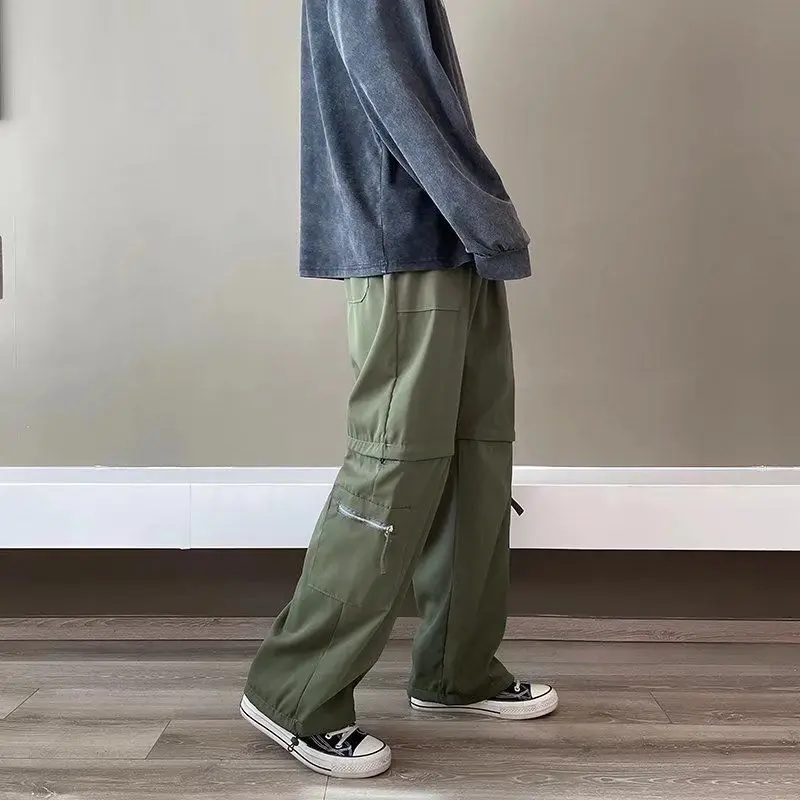 ตั้งแคมป์เดินป่าตกปลาที่ถอดออกได้กางเกงคาร์โก้ผู้ชายแนวโน้มเก๋ผู้ชายStreetwear Dance Party Club Plusขนาด5XLซิปกางเกง
