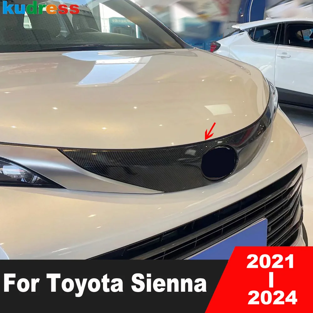 

Для Toyota Sienna 2021-2023 2024 карбоновая отделка для автомобиля, Верхняя решетка радиатора, решетки с логотипом, крышка рамы, аксессуары для отделки