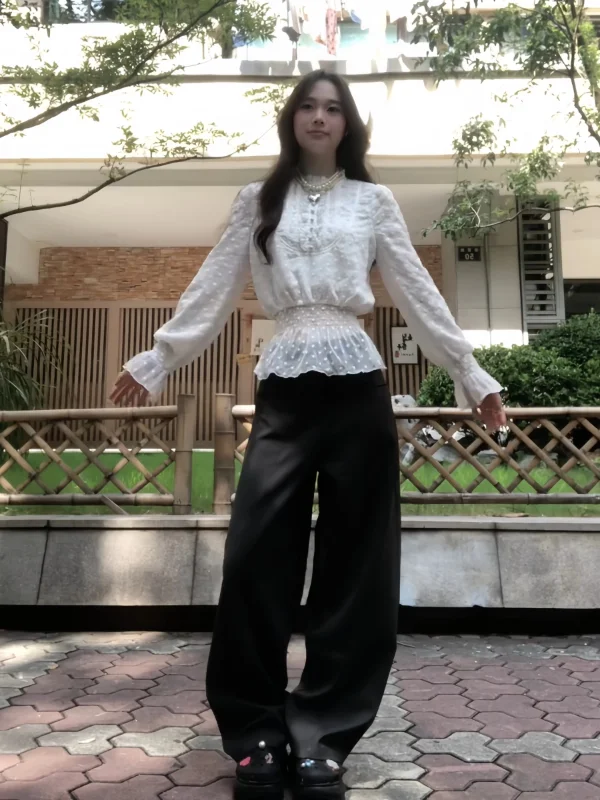 

Женская блузка больших размеров с длинным рукавом и круглым вырезом, утягивающая талию, с расклешенным низом, для повседневной носки