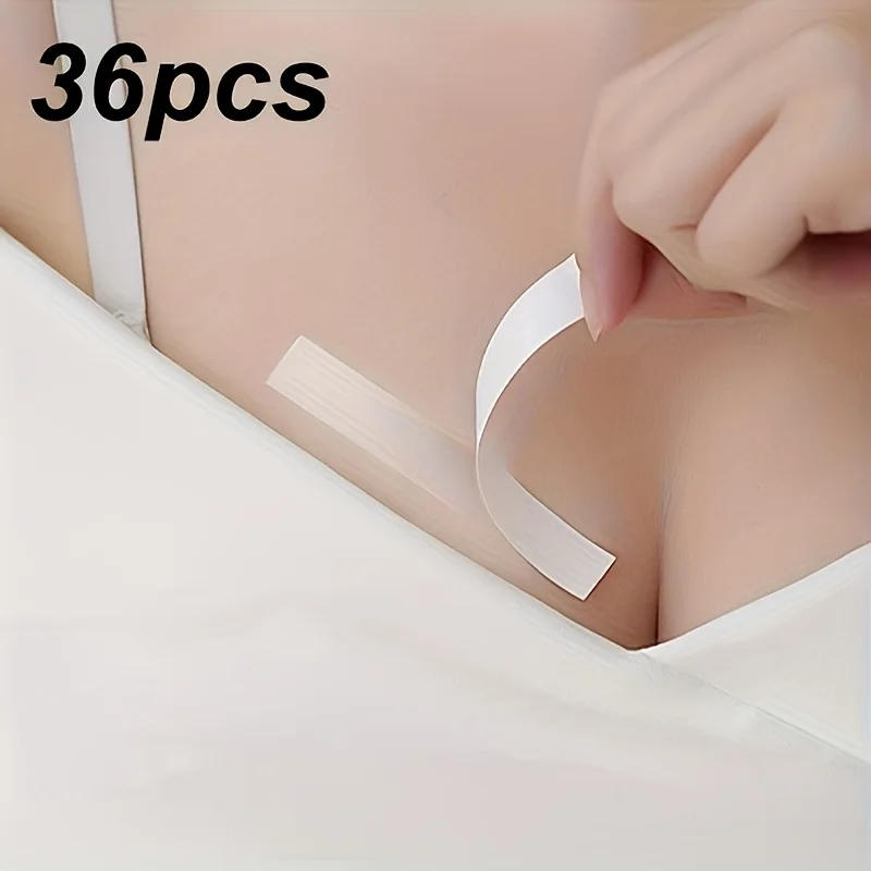 36Pcs Invisible Double Sided Fashion Tape, Beige Breathable Residue‑Free Clothing Tape 12H Hold for Dress Lingerie Xmas