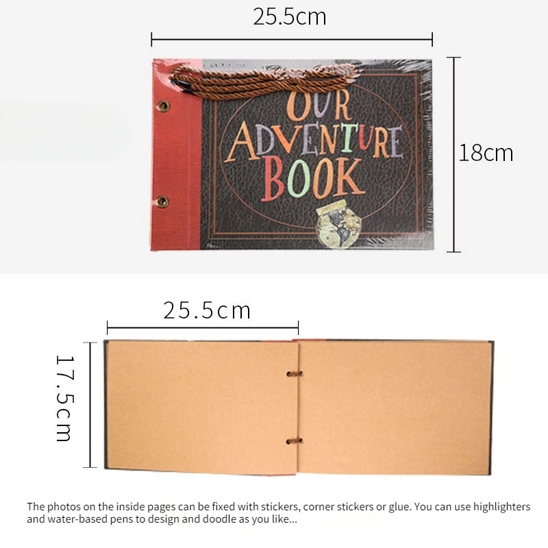 Retro Scrapbook Adventure Album Inner Pages Kraft Paper DIY Graffiti Design Creation Photo Tether Loose-leaf Album