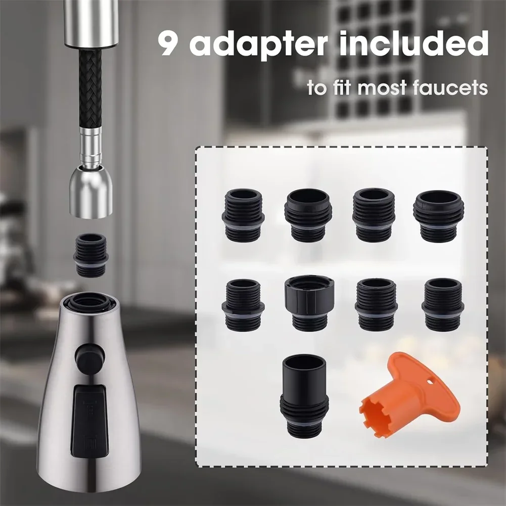 304 Stainless Steel Pull Down Kitchen Faucet Spray Head With 9 Connectors Wash Basin Sink Chrome Brushed Faucet