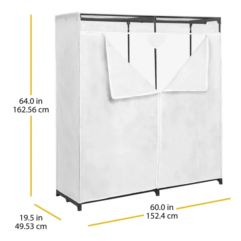 60-inch Extra-Wide Portable Metal Closet & White Polypropylene Nonwoven Fabric Cover