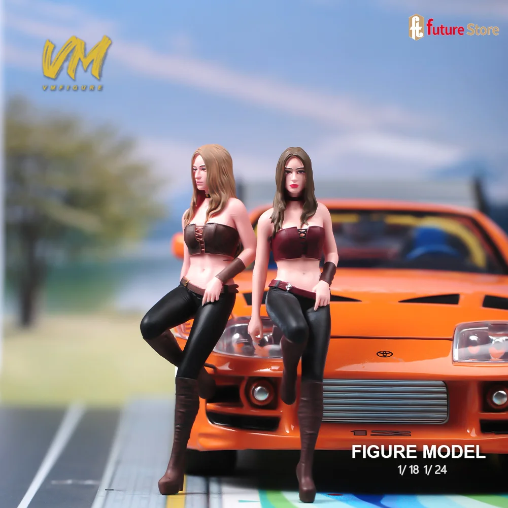 Miniature Figure 1/87 1/64 1/43 1/24 1/18 Sexy Girl Stand By the car Mini Diorama Figurines Doll Model Scene Props Decor