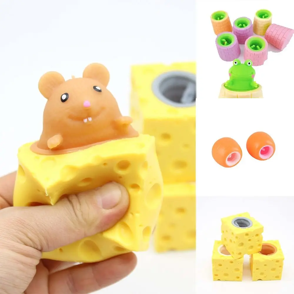 

Cheese Mouse Pop Up Squeeze Toys Cute Hide and Seek Frog Pinch Toy Random Color Cartoon Design Decompression Toy Children Toys