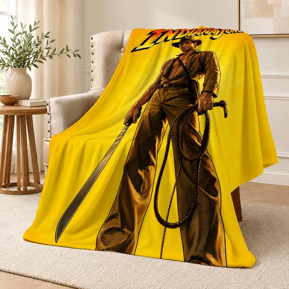 Movie Indiana Jones Raiders Indy Throw Soft Flannel Throw Blanket for Couch Bed Sofa Warm Cozy Lightweight All Season