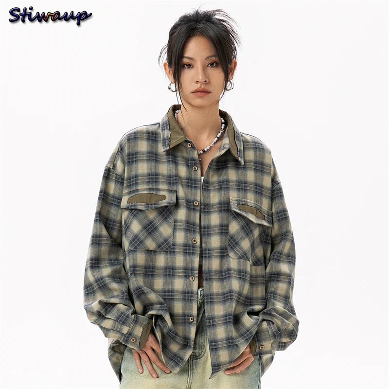 Women's Casual Checked Shirt Women Tops Woman 2024 Choice Welcome Deals Womens Shirts Women's Long Sleeve Blouse Western Female