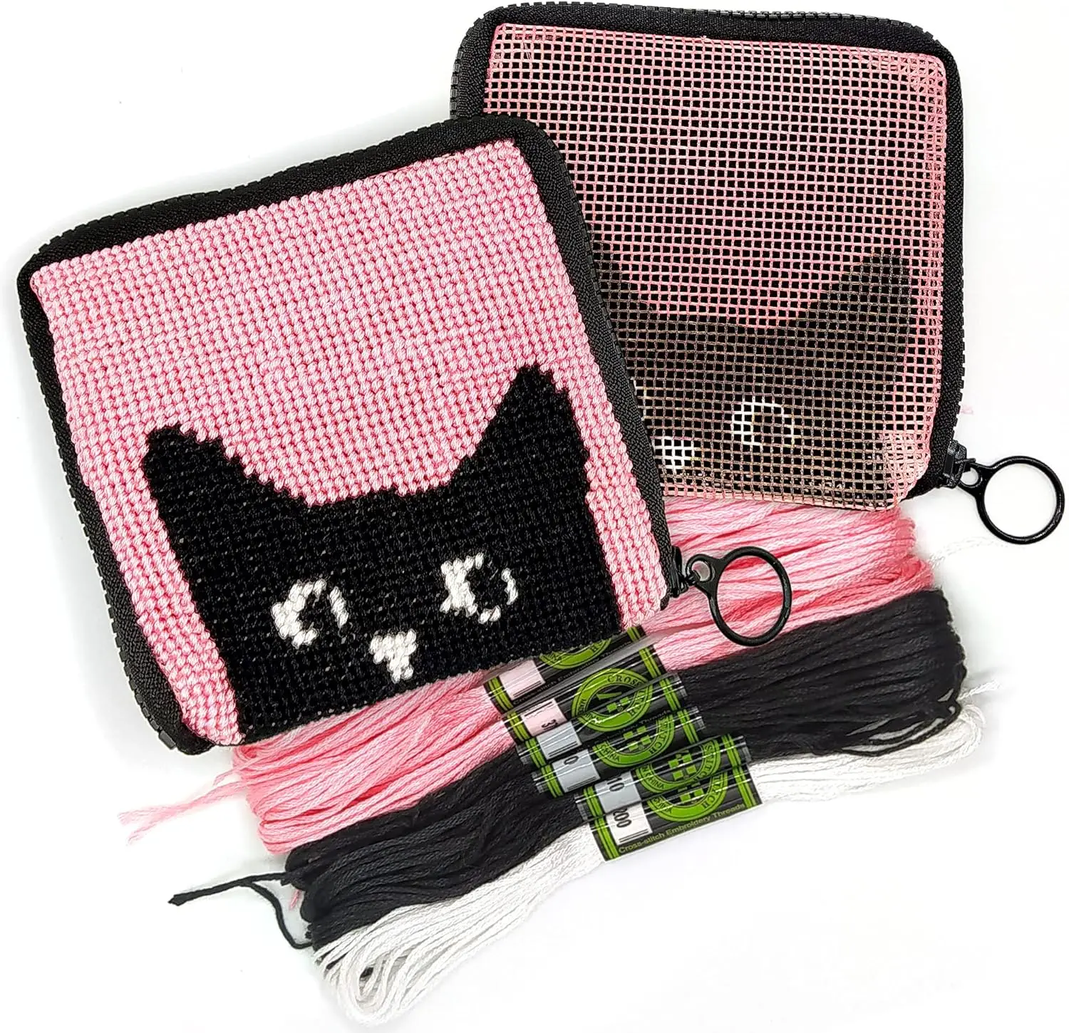 

Beginner Cross Stitch Kit for Kids Ages 6-12, Easy Embroidery Arts and Crafts Starter Set with Pre-Printed Canvas (Cat Design)