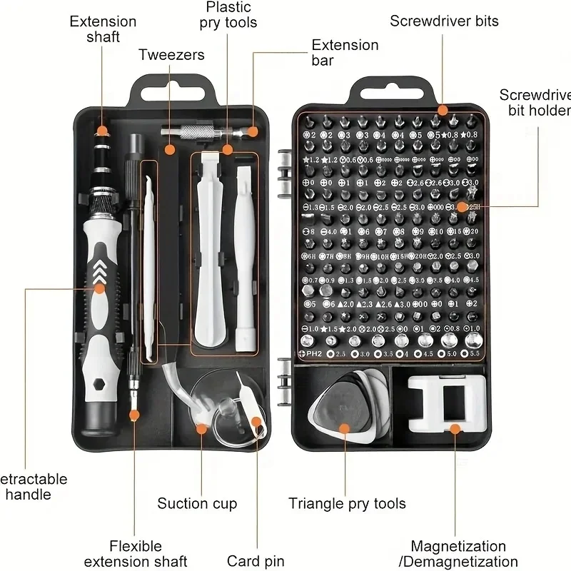 Precision Screwdriver 115 In 1 Set Magnetic Mini Screw Nuts Bits WEEKS Multifunction Repair Tools Kit Household