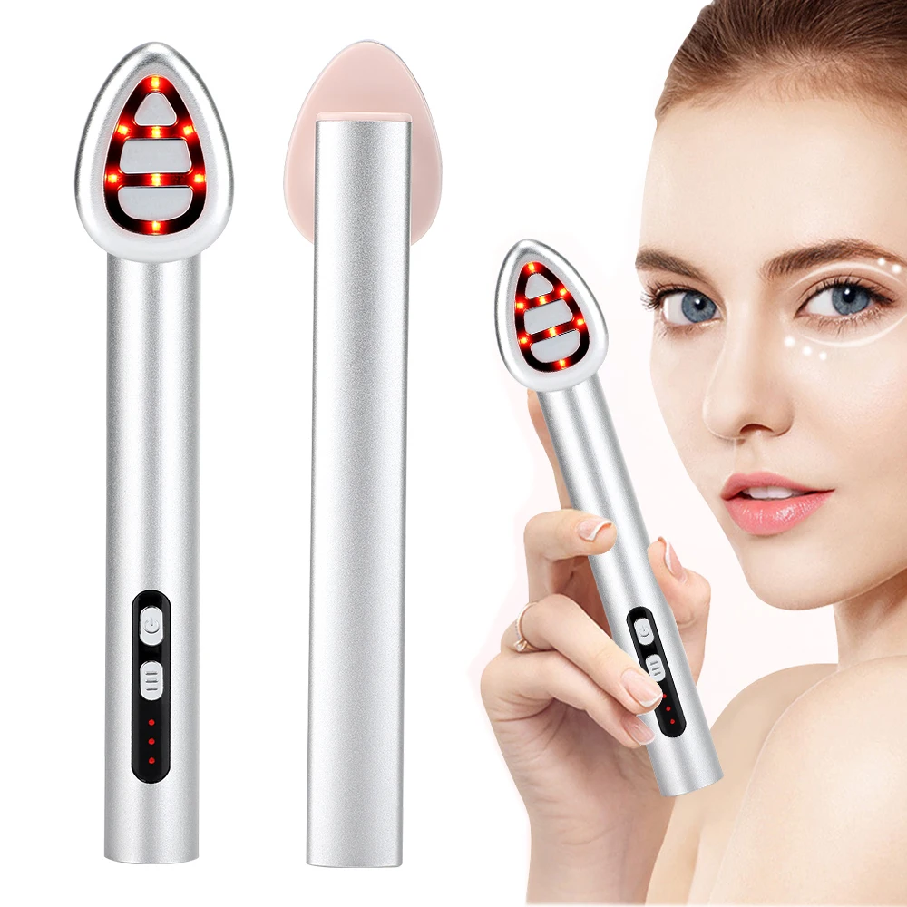 Electric Facial Wand Eye Beauty Device Micro-current EMS Heated Red Light Therapy Skin Care Lifting Tool Eye Massage Stick