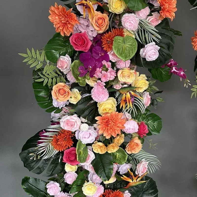 floral arrangement, arch background, horn floral arrangement shelf, wedding props, marriage proposal background rose