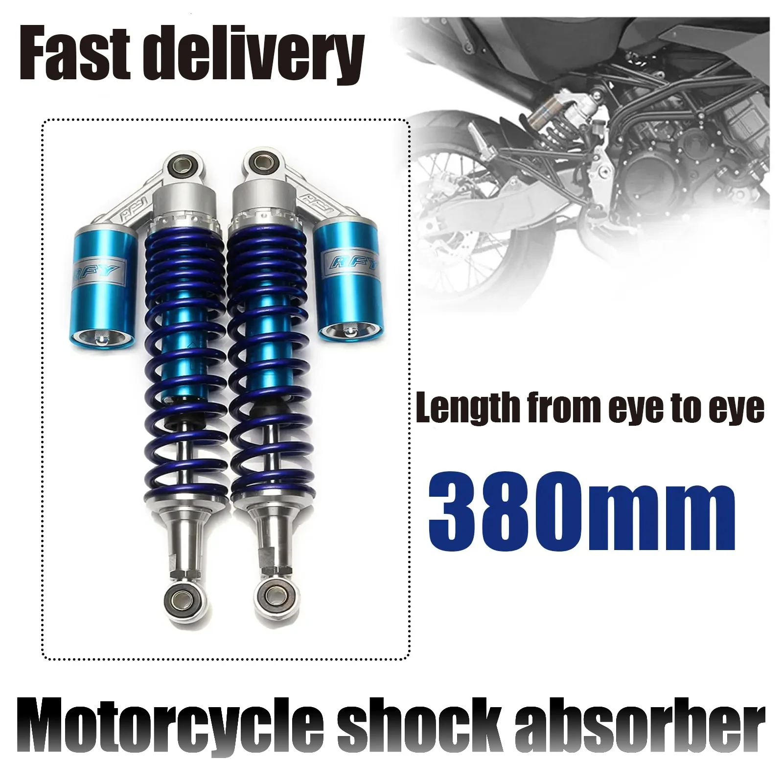 Image of 380mm Motorrad-Stoßdämpfer Luftschutz Sturzschutz Motor Dirt Bike Roller Quad ATV VVT Stoßdämpfer Feder 8mm 1 Paar D2 Universelles Zubehör für Motorräder