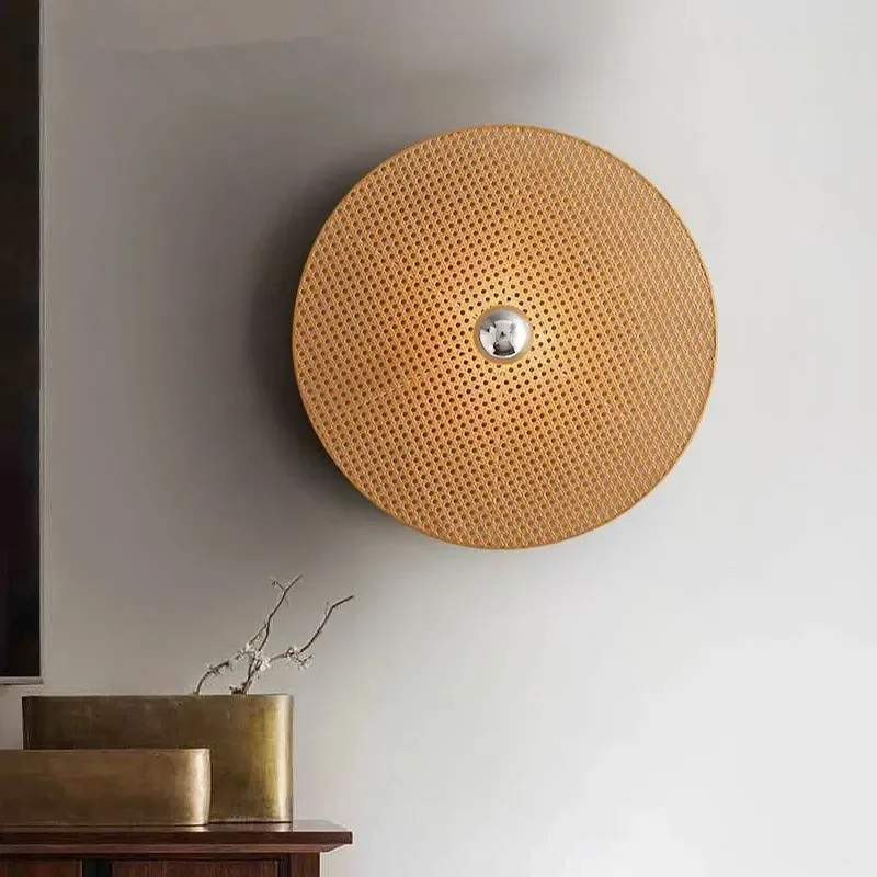 

2025 Tan Wall Light Retro Japanese Bamboo Wall Lamp For Living Room Background Bedroom Corridor Handmade Rattan Wall Lamp