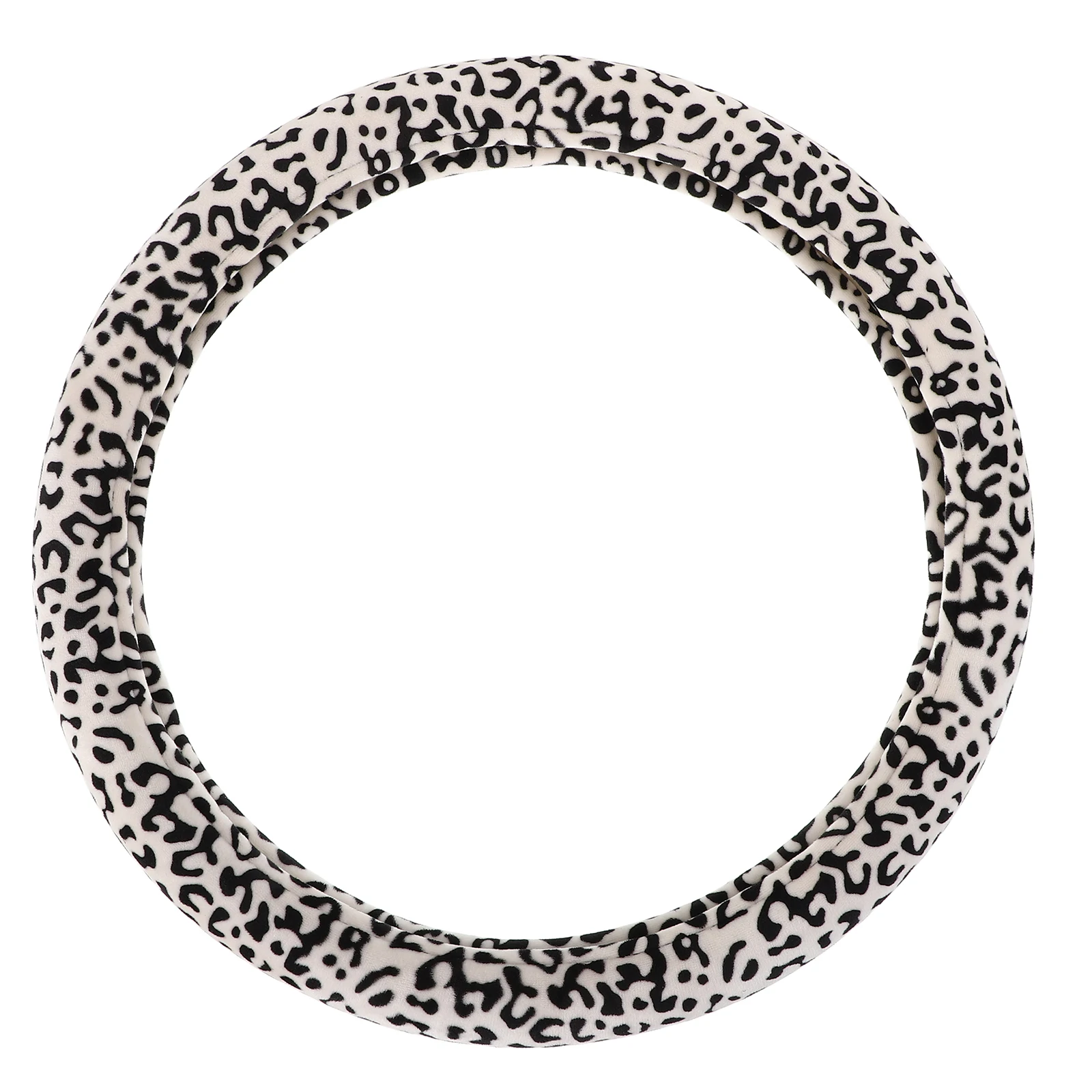 

Car Steering Wheel Cover Warm Non Slip Absorb Sweat Wrap Universal Leopard Print Winter Heating Protective