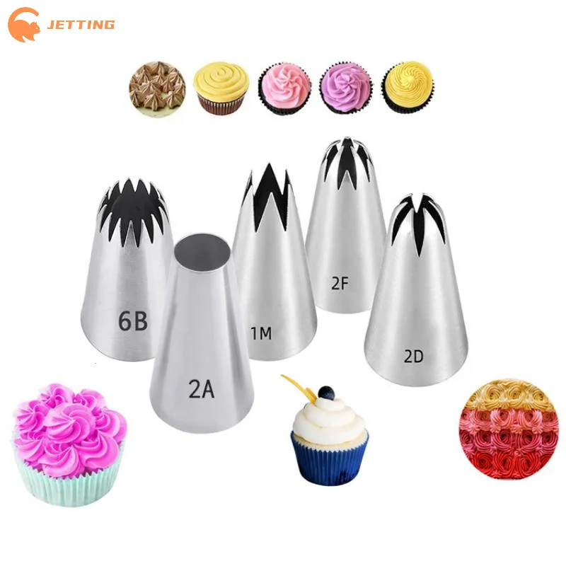 (New) 1/5Pcs Stainless Steel Large Size Cake Decorating Piping Tips Set For Icing Fondant Cupcake Decoration view 6