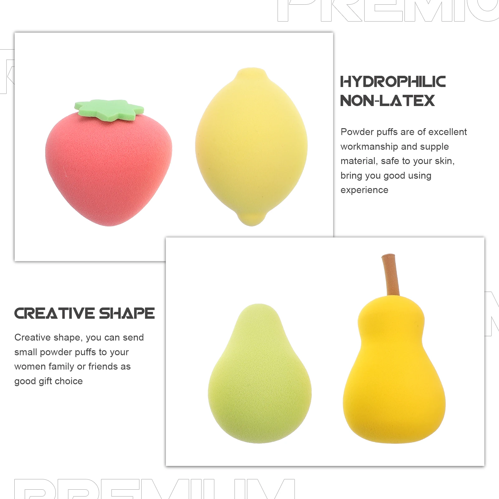 

4pcs Fruit Beauty Sponge Makeup Mini Sponges Lemon Soft Hydrophilic Non-latex Facial Powder Puff Cosmetics Tools Women Makeup