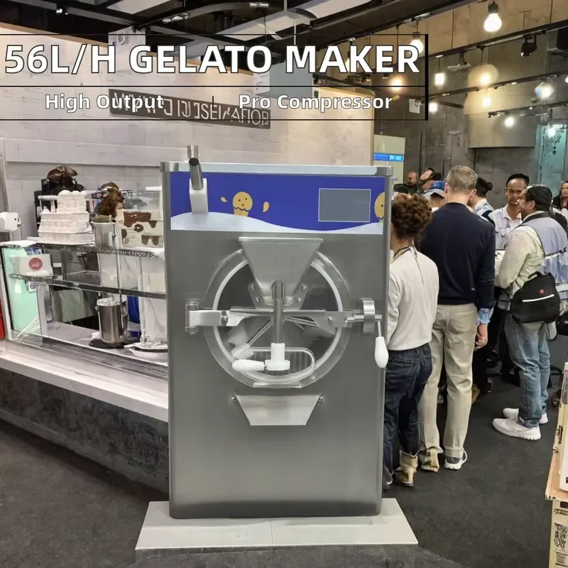 New 56L/H 68L/H 10-Program Italian Water Gelato Hard Ice Cream Maker Machine Horizontal Batch Freezer for All Models