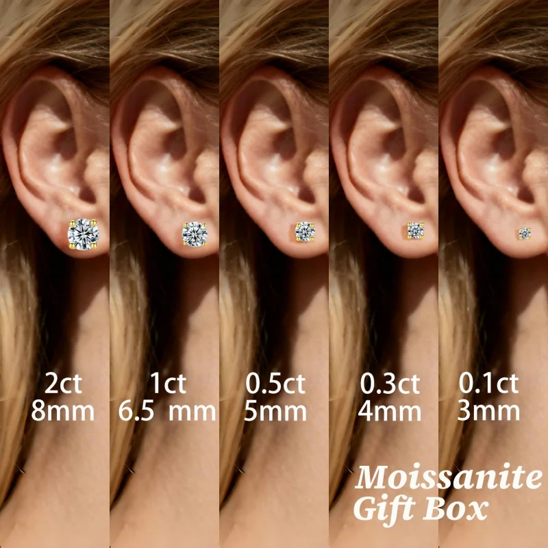 مجوهرات LAMVOICE للنساء/أقراط مرصعة بـ 0.2-4 قيراط مويسانيتي أبيض أقراط مضادة للحساسية هدية عيد الميلاد