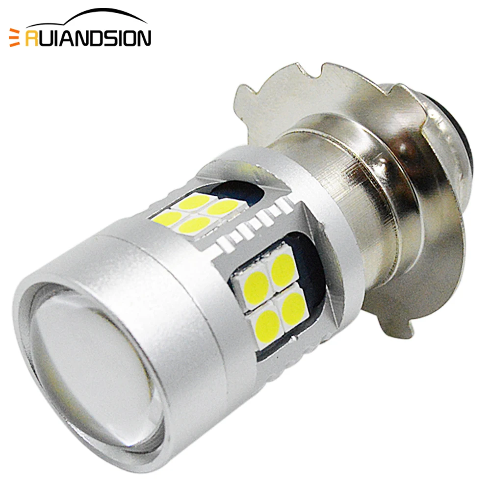 

Ruiandsion P15D Led Motorcycle Headlight Bulbs 3030 22Chip Scooter Moped Front Light Lamp Motorbike Headlamp White 6-24V 1/2pcs