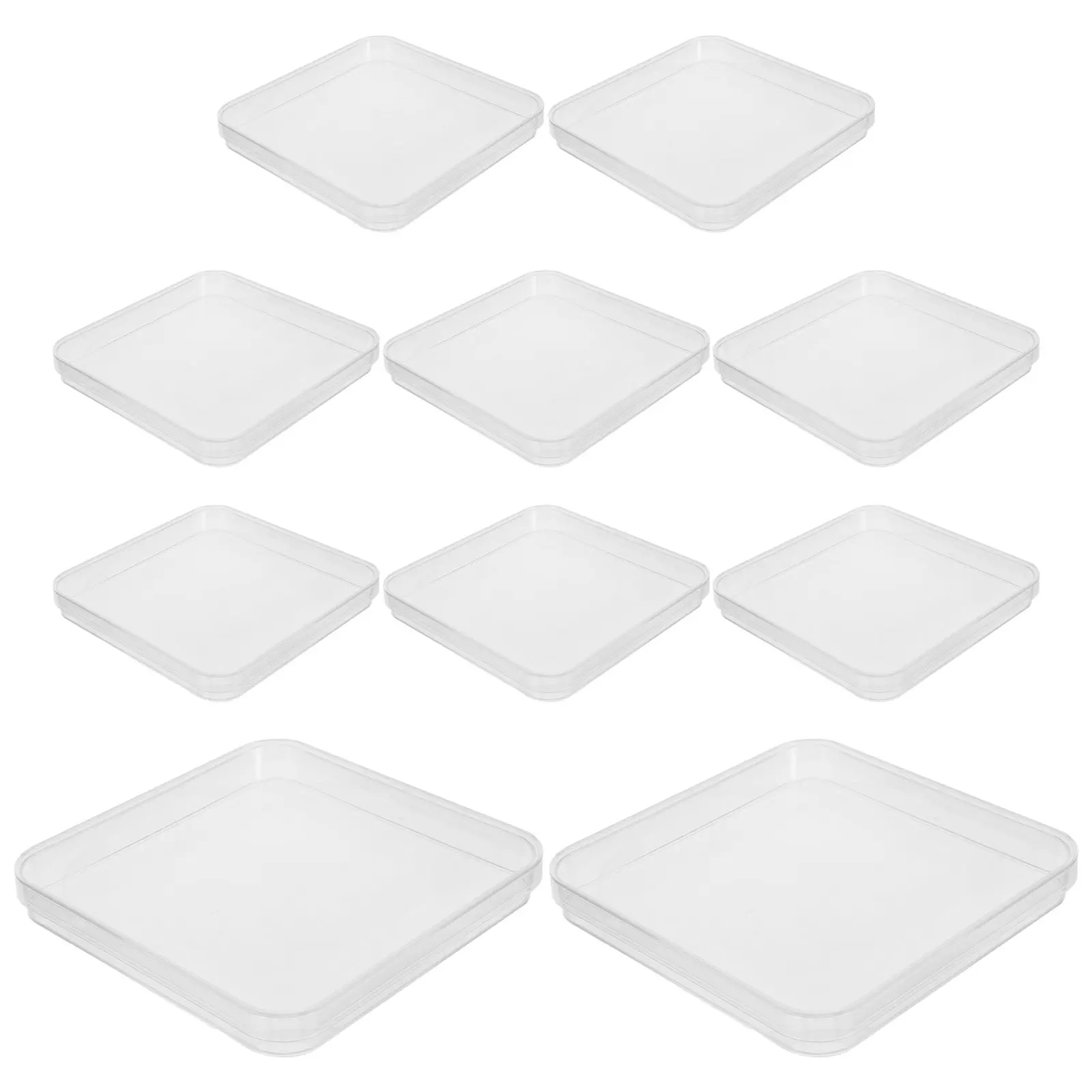 10Pcs Square Cell Culture Petri Plates Transparent Plastic Dishes Lids Lab Experiment Culture Plates for Scientific Research