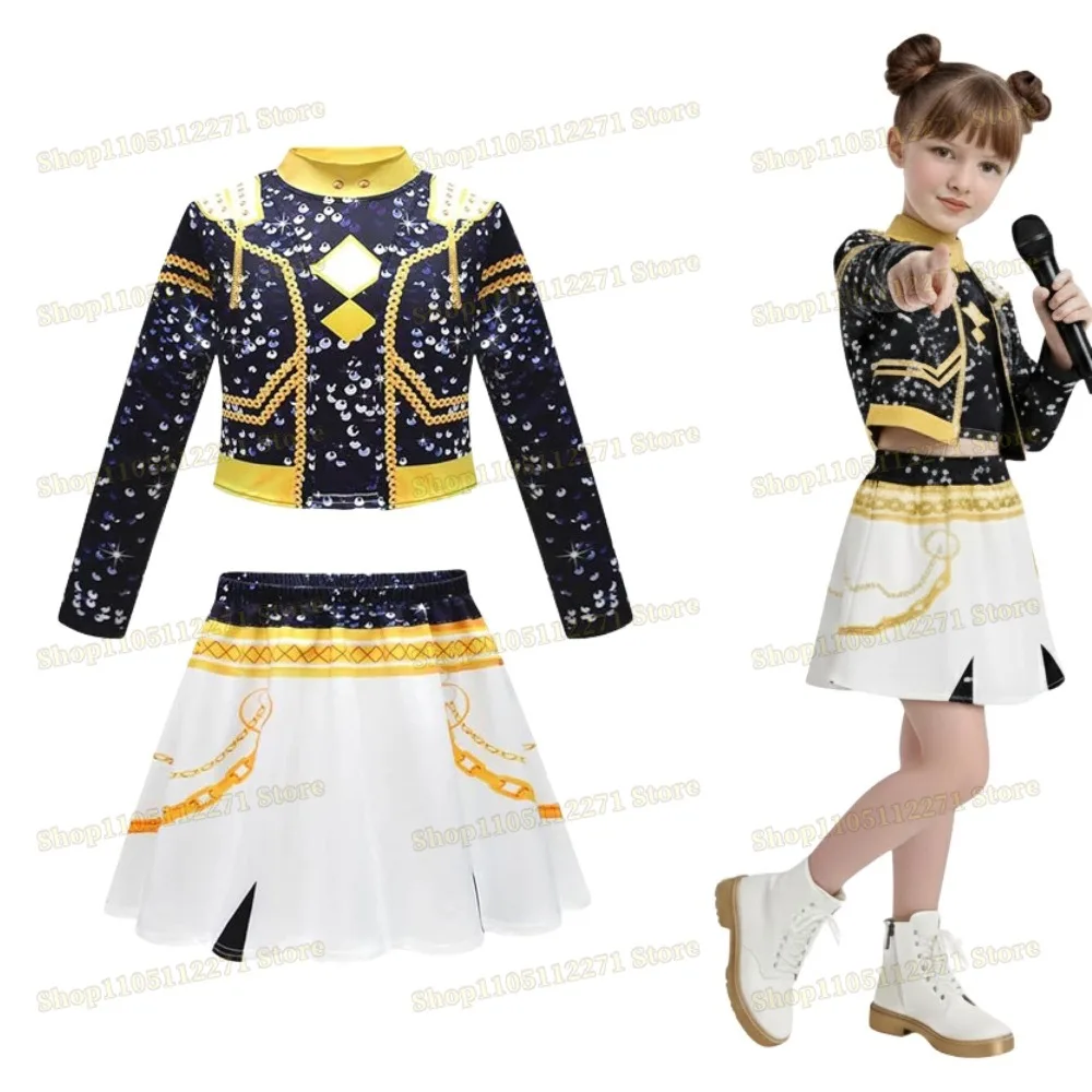 Kids Girls 3D Print Rumi Zoey Mira Cosplay Costume Suit Set Kpop Demon Hunters Uniform Children Halloween Party Roleplay