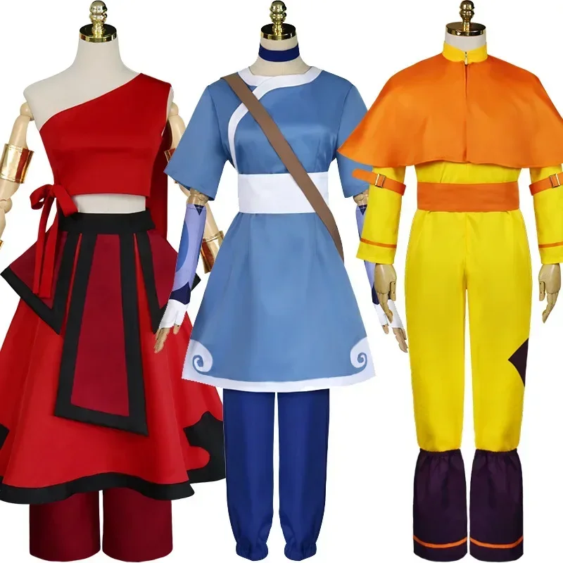 

Косплей аниме для девочек Avatar The Last Airbender Katara Fire Nation Aang Kostuum Volwassen Vrouwen Halloween Kerst
