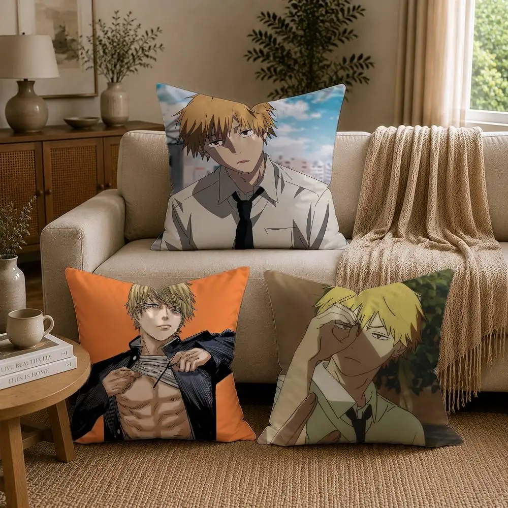 Anime C-Chainsaw M-Man Denji Pillow Case for Sofa Living Room Home office Decor Protective Cover