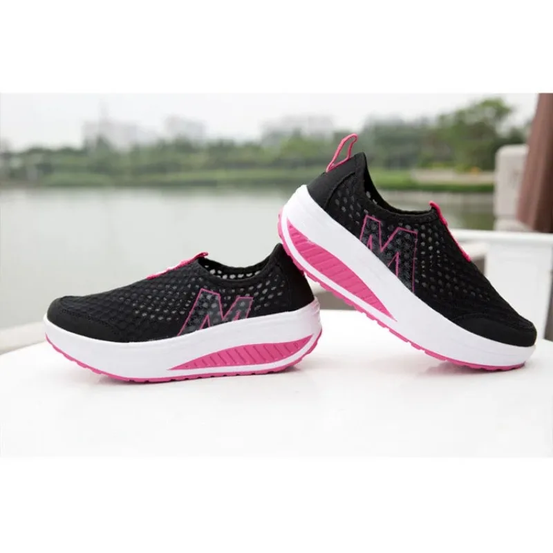 Women Mesh Flat Shoes Sneakers Platform Shoes Woman Loafers Breathable Air Mesh Swing Wedges Shoe Breathable Flats