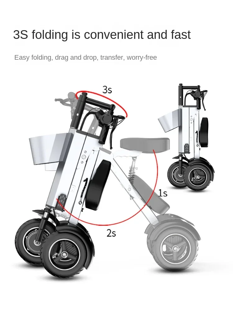 The new 48V lightweight foldable two person electric vehicle is portable, small, lightweight, and mini three wheel electric