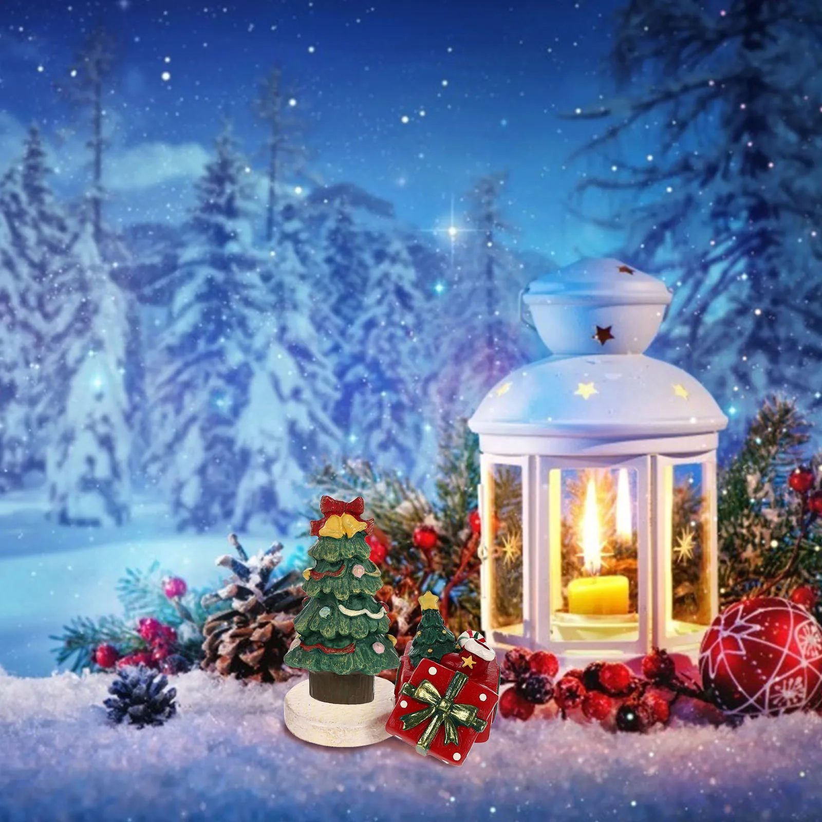 

2 Pcs Christmas Ornaments Centerpieces Winter Decor Holiday Resin Craft Accessories