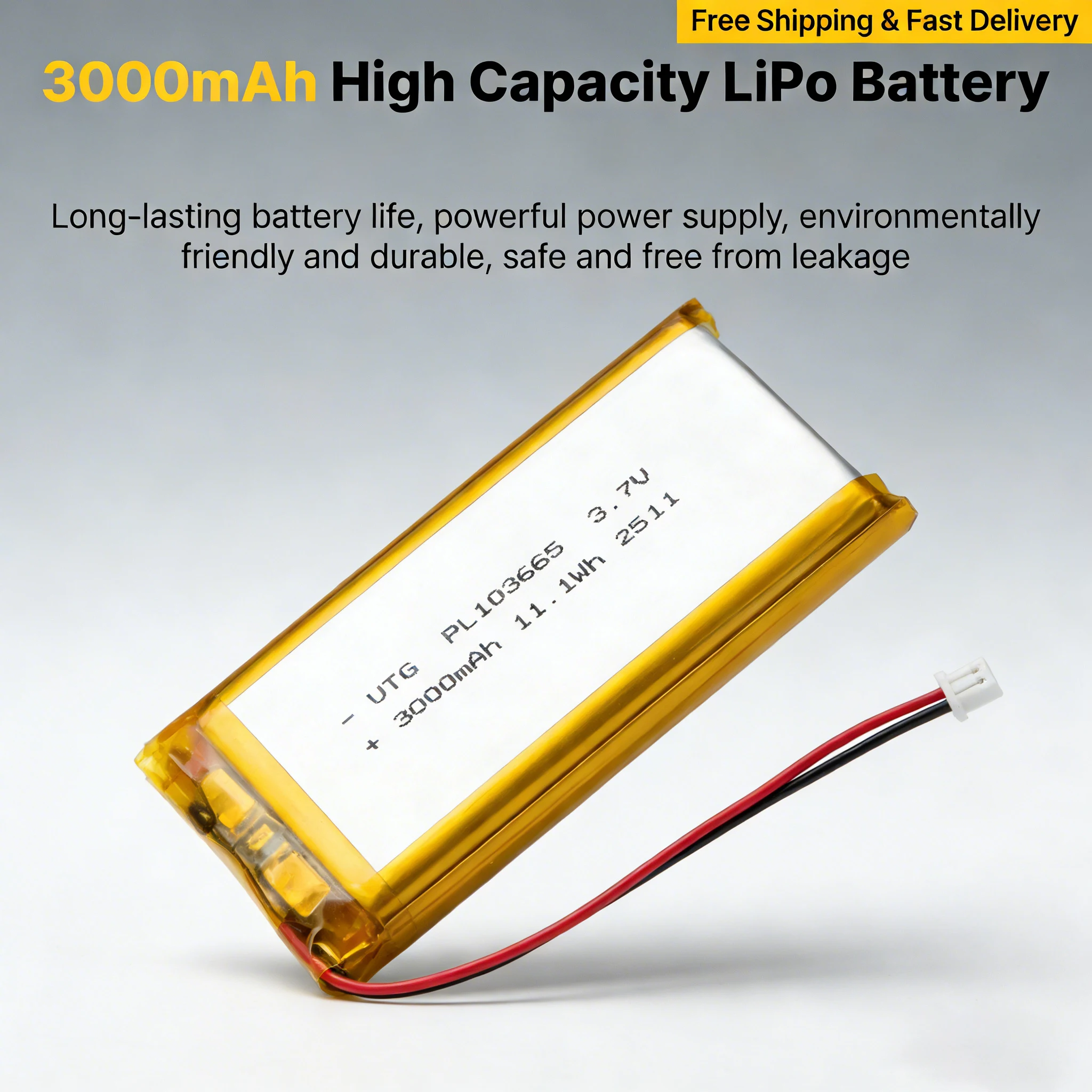 

3.7V 3000mAh Lipo Battery for LoRa 32 V3 T114 V2 Development Board ESP32 LoRaWAN Node 103665 Lithium Polymer