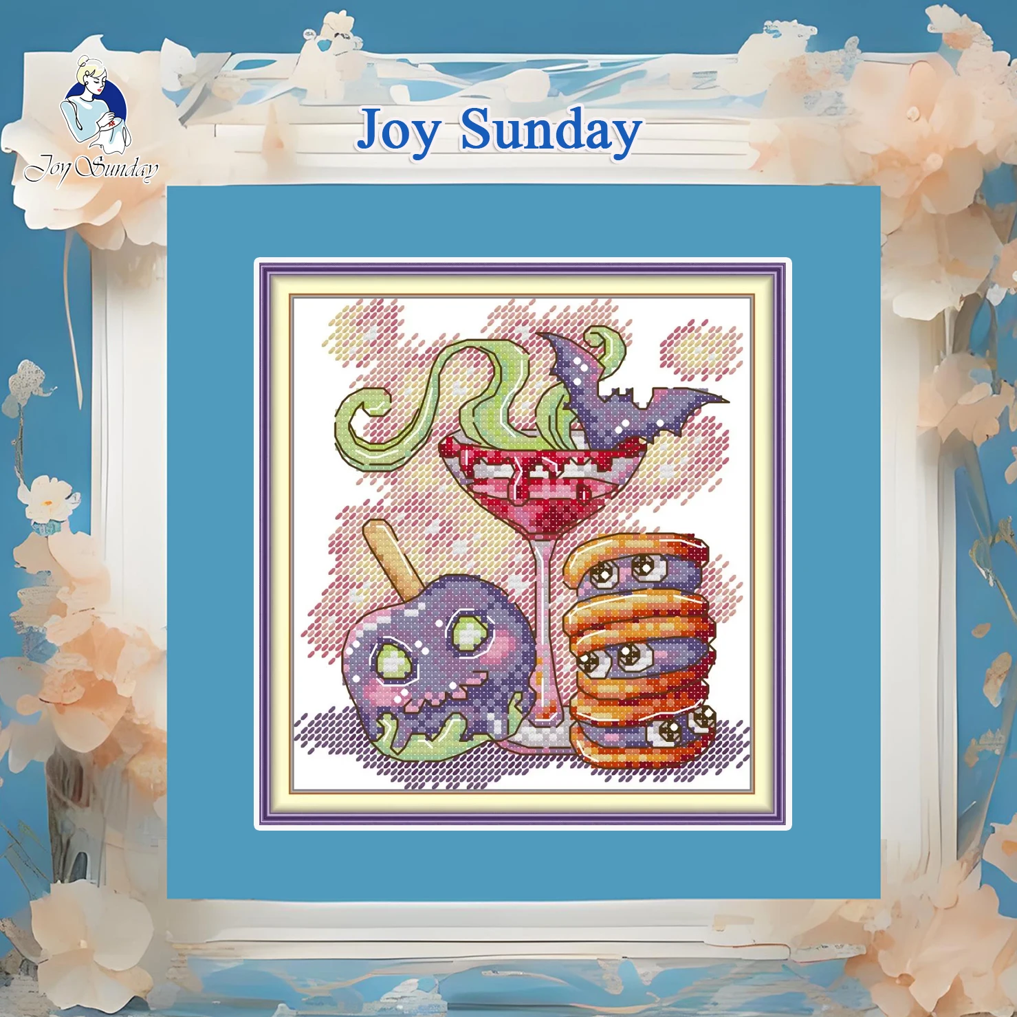 

Набор для вышивки крестом Joy Sunday с предварительной печатью, легкий узор, набор для вышивки ткани Аиды, десерты на Хэллоуин 3