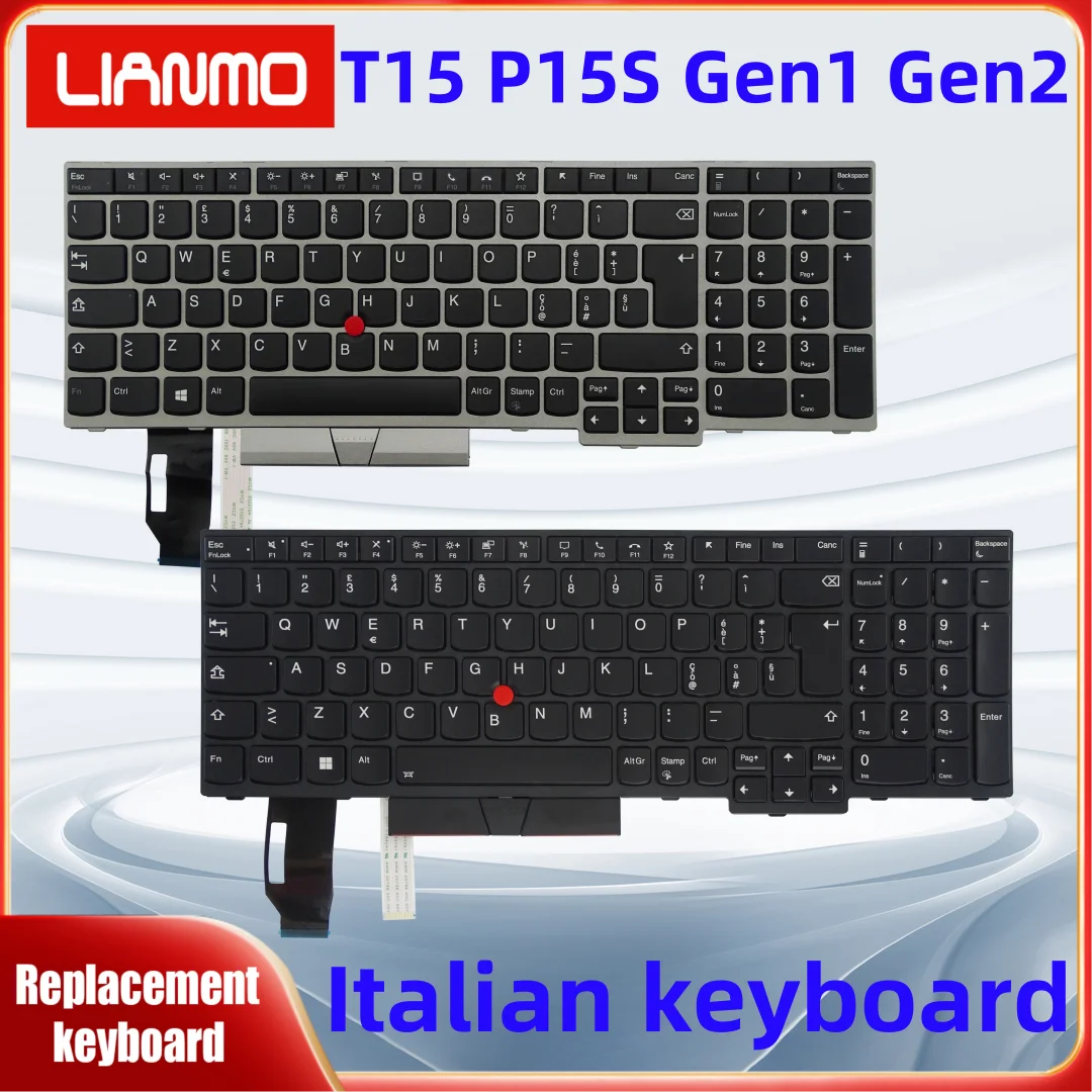 Teclado de portátil italiano adecuado para Lenovo ThinkPad T15 Gen1 Gen2 P15S Gen1 Gen2 teclado negro plateado