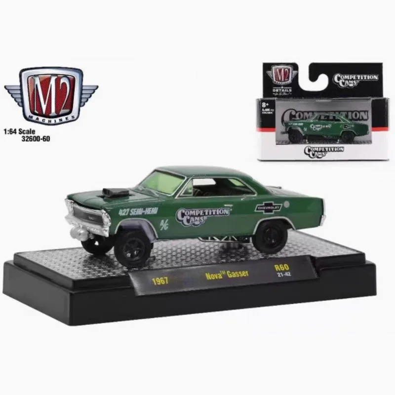 M2 Diecast 1/64 Bilancia 1971 Camaro ss 396 e 1967 Nova's Gasser Simulazione in lega Modello di auto Collezione statica Regalo souvenir