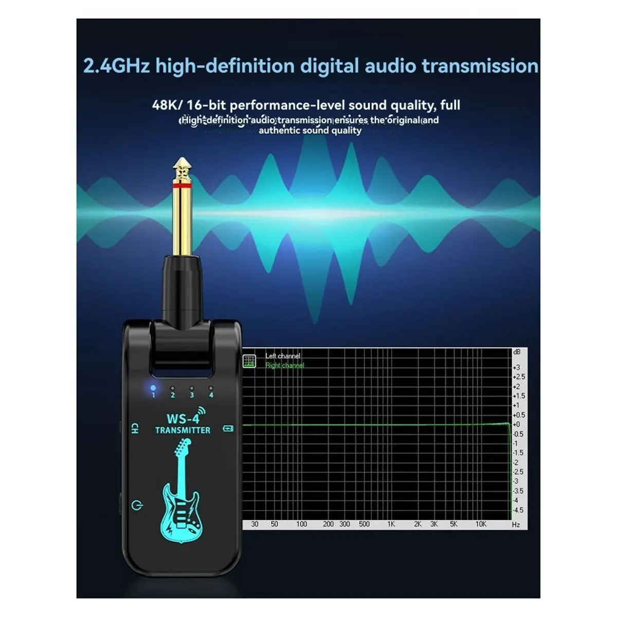 

Беспроводная гитарная система (AD10) 2.4G WS-4: Комплект передатчика и приемника для электрогитары и бас-гитары, передача данных в реальном времени 48K