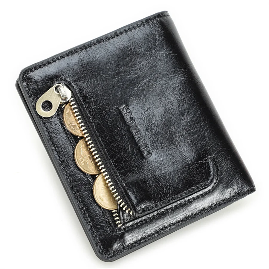 

Thin RFID Theft Protect Wallet Thin Purse Clutch Bag Cow Leather Coin Money Zipper Bifold Wallets Coin Purse Card Holder