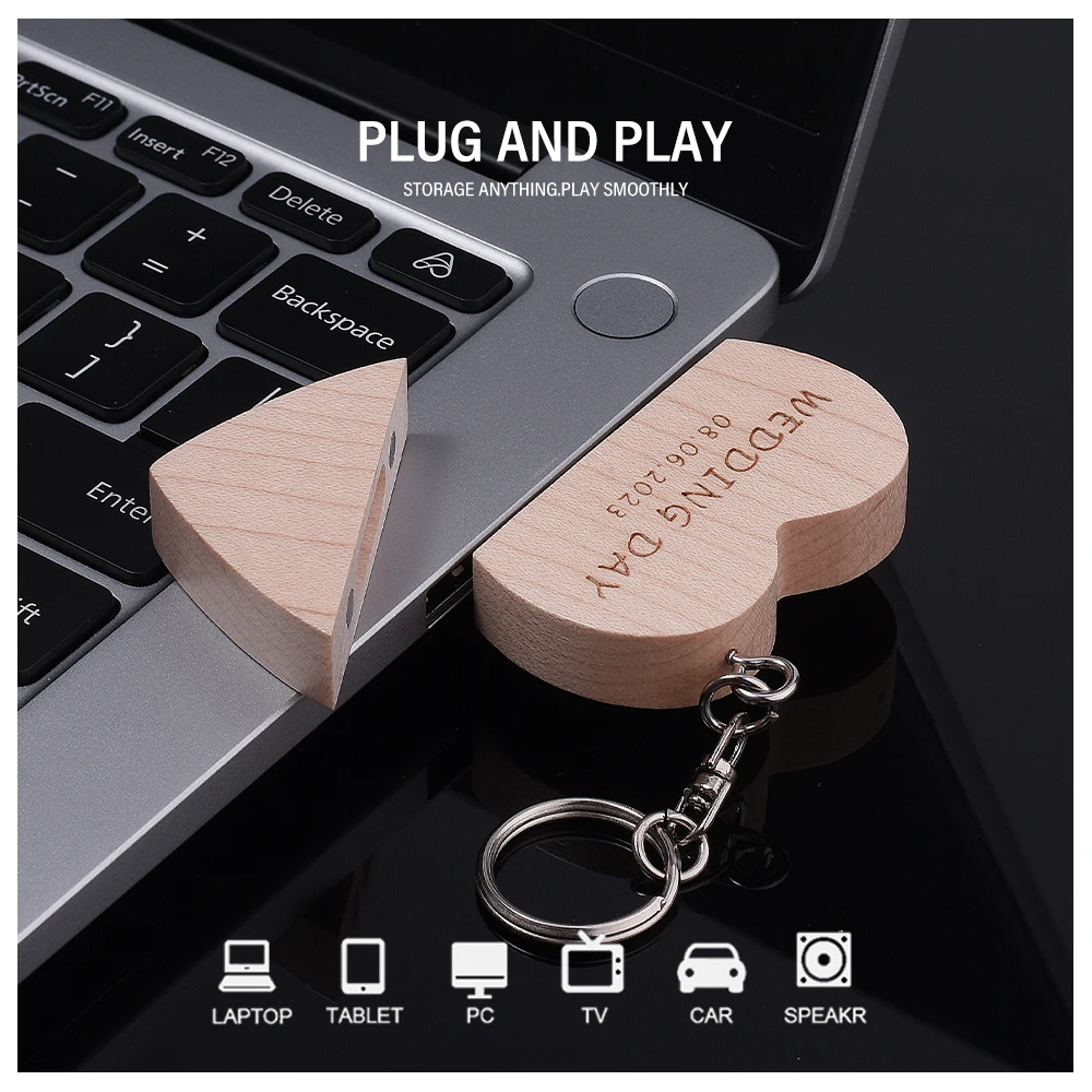 محرك أقراص فلاش USB 3.0 خشبي عالي السرعة شعار مجاني هدايا الزفاف قلم محركات ذاكرة بسعة حقيقية ذاكرة 64 جيجابايت/32 جيجابايت/16 جيجابايت/8 جيجابايت/4 جيجابايت قرص U