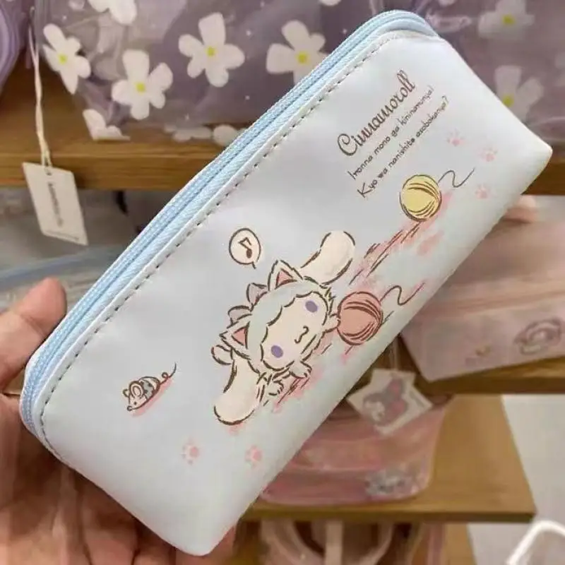 Sanrio Mymelody Cinnamoroll Cosmetic Storage Bag Kawaii Cartoon Student Pencil Case Large Capacity Multi-Functional Storage Bag