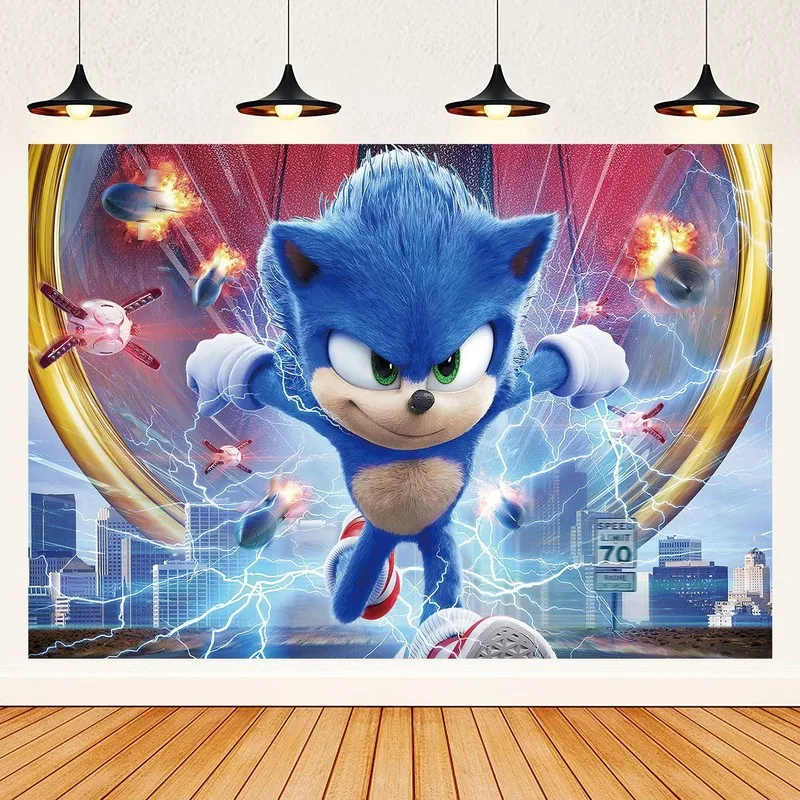 

Sonic the Hedgehog Birthday Party Background Cloth Children's Theme Decor Inflatable Banner for Celebration Events