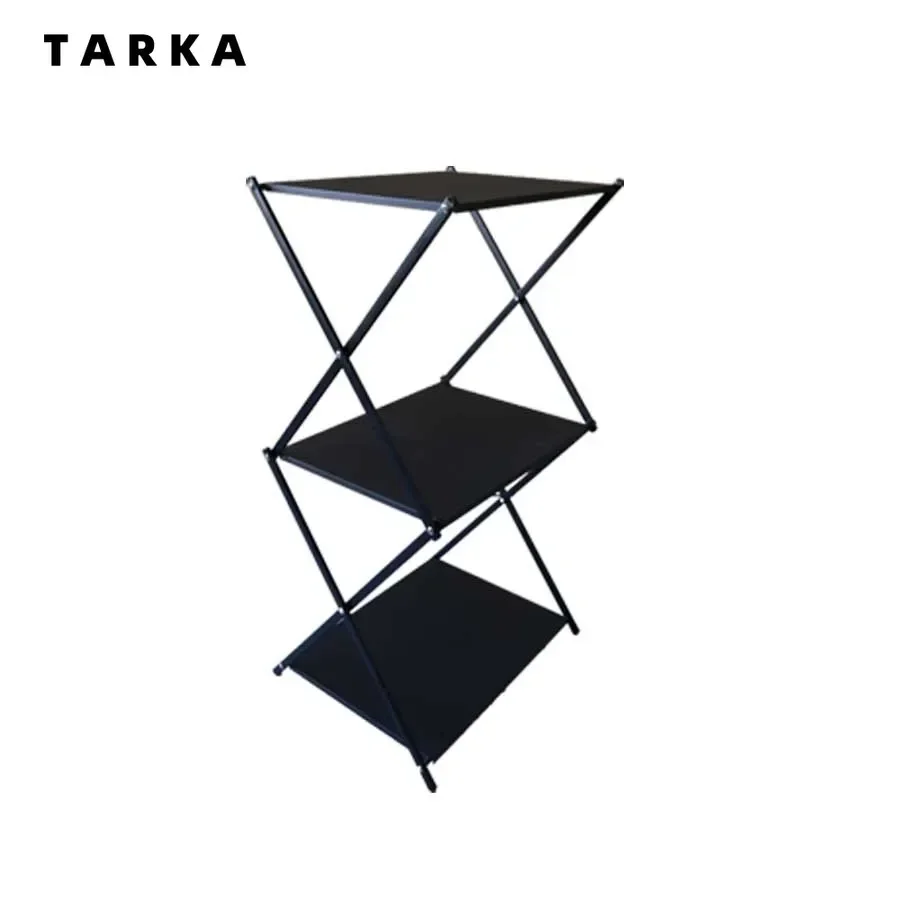 

Складная полка TARKA, 3-слойная, для кемпинга, барбекю, пикника, хранения посуды, портативная, для путешествий, для автомобиля