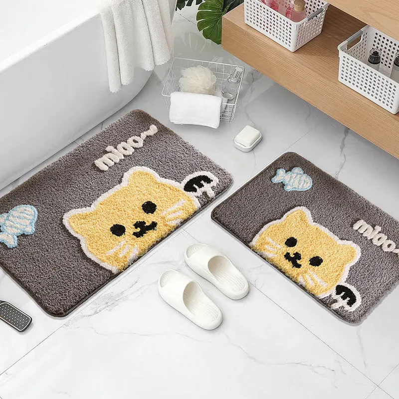 

2 шт., утепленные коврики с милым мультяшным солнечным медведем для дома, ванной комнаты, впитывающие коврики, нескользящие коврики для ног, входные ковры