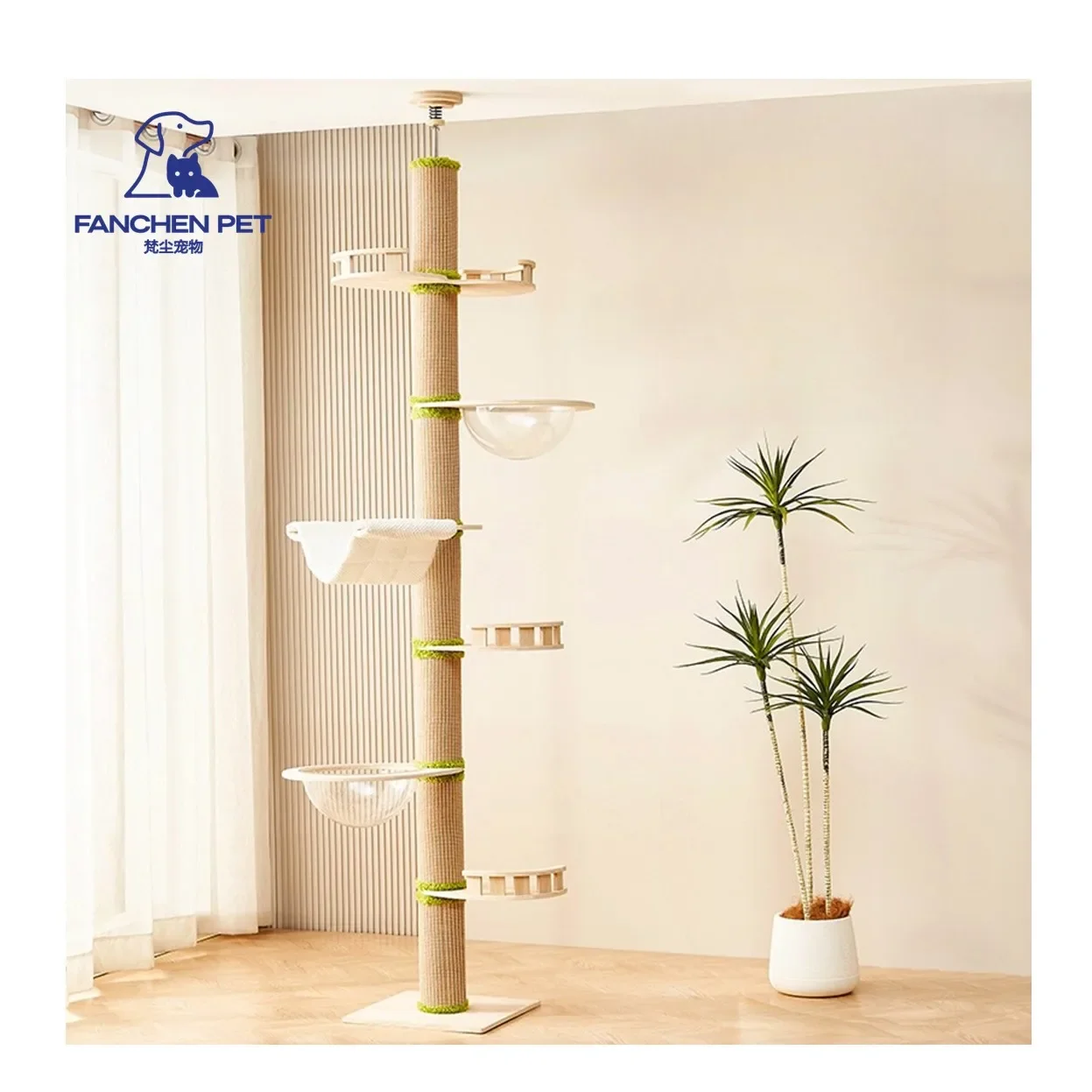 Pet Supplies Floor To Ceiling Cat Tree Modular Design Adjustable Height Cat Climbing Frame