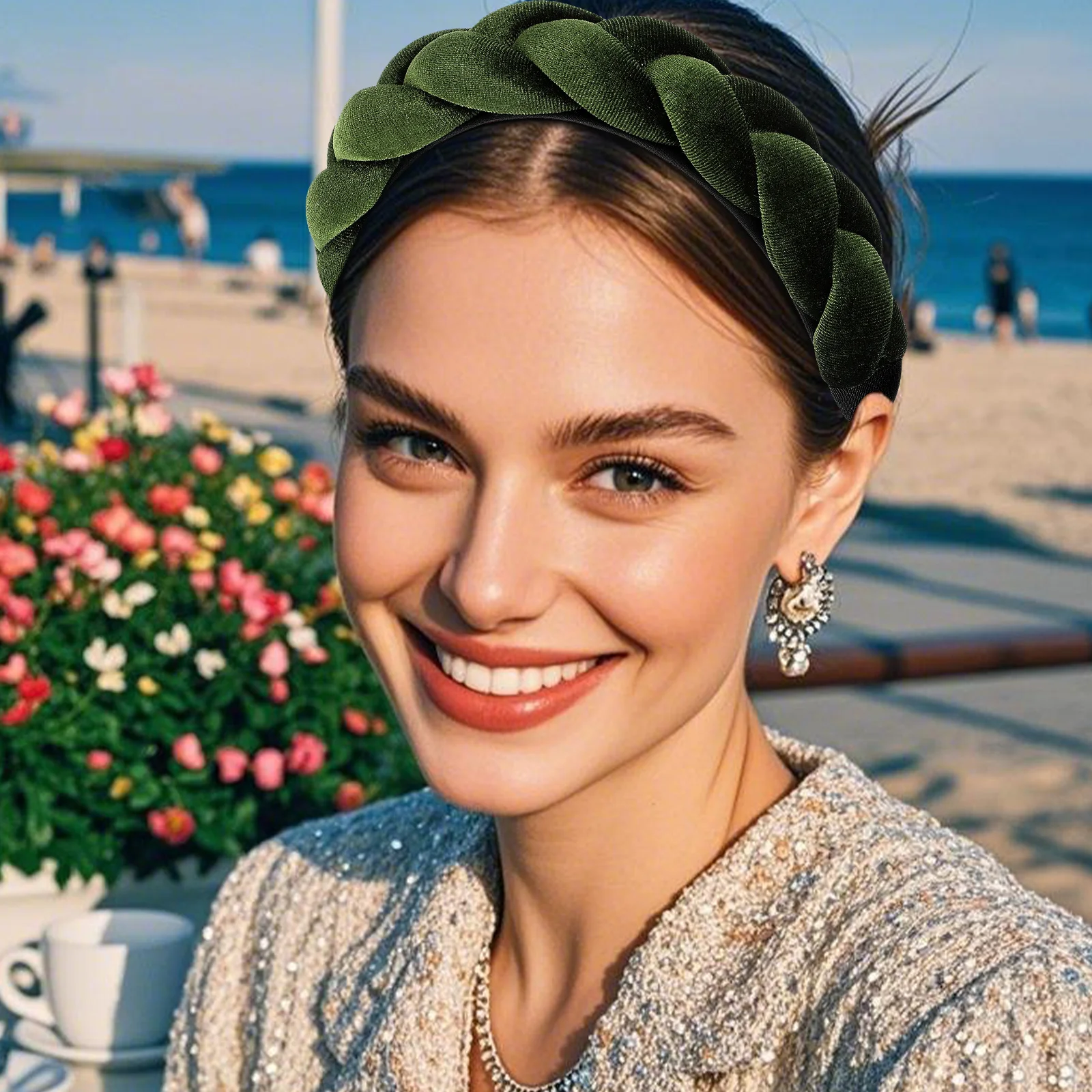 

Плетеная повязка на голову с мягкой подкладкой, широкий обруч для волос, обернутая ткань, легкий, удобный для ухода за кожей, макияжа, мытья лица, спортивных женщин