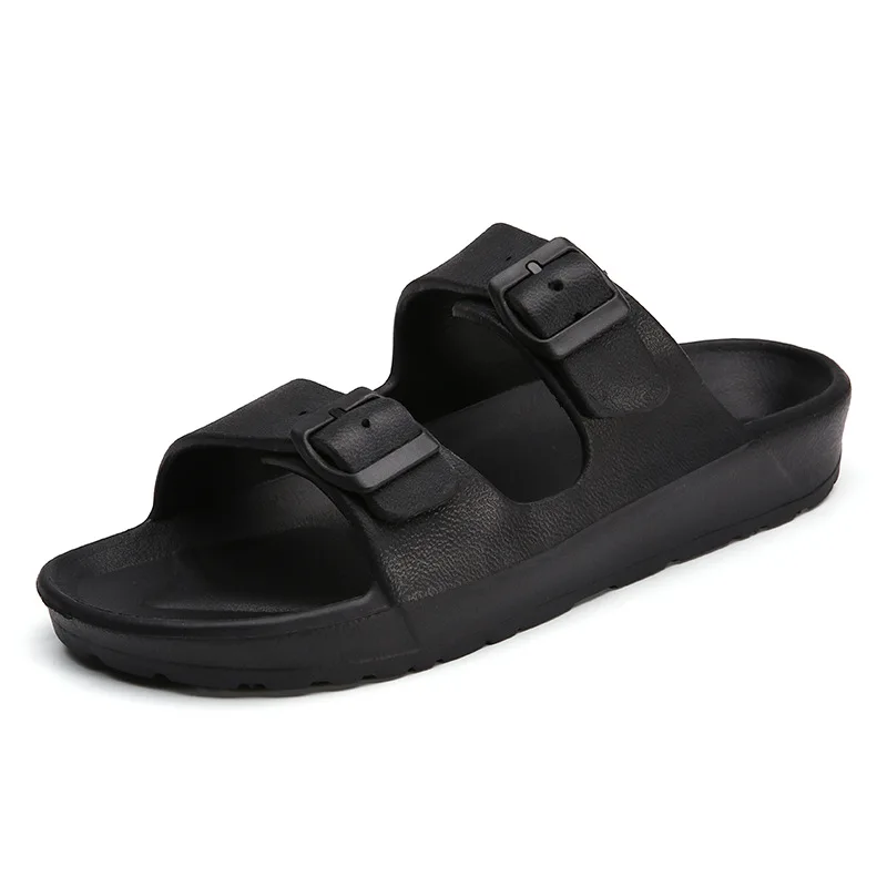 Men Women Double Buckle Strap Thick Soled Open Toe Slippers Lightweight EVA Slides Classics Non-Slip Indoor Outdoor Beach Sandal