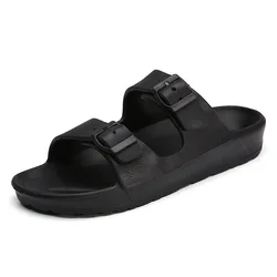 Men Women Double Buckle Strap Thick Soled Open Toe Slippers Lightweight EVA Slides Classics Non-Slip Indoor Outdoor Beach Sandal