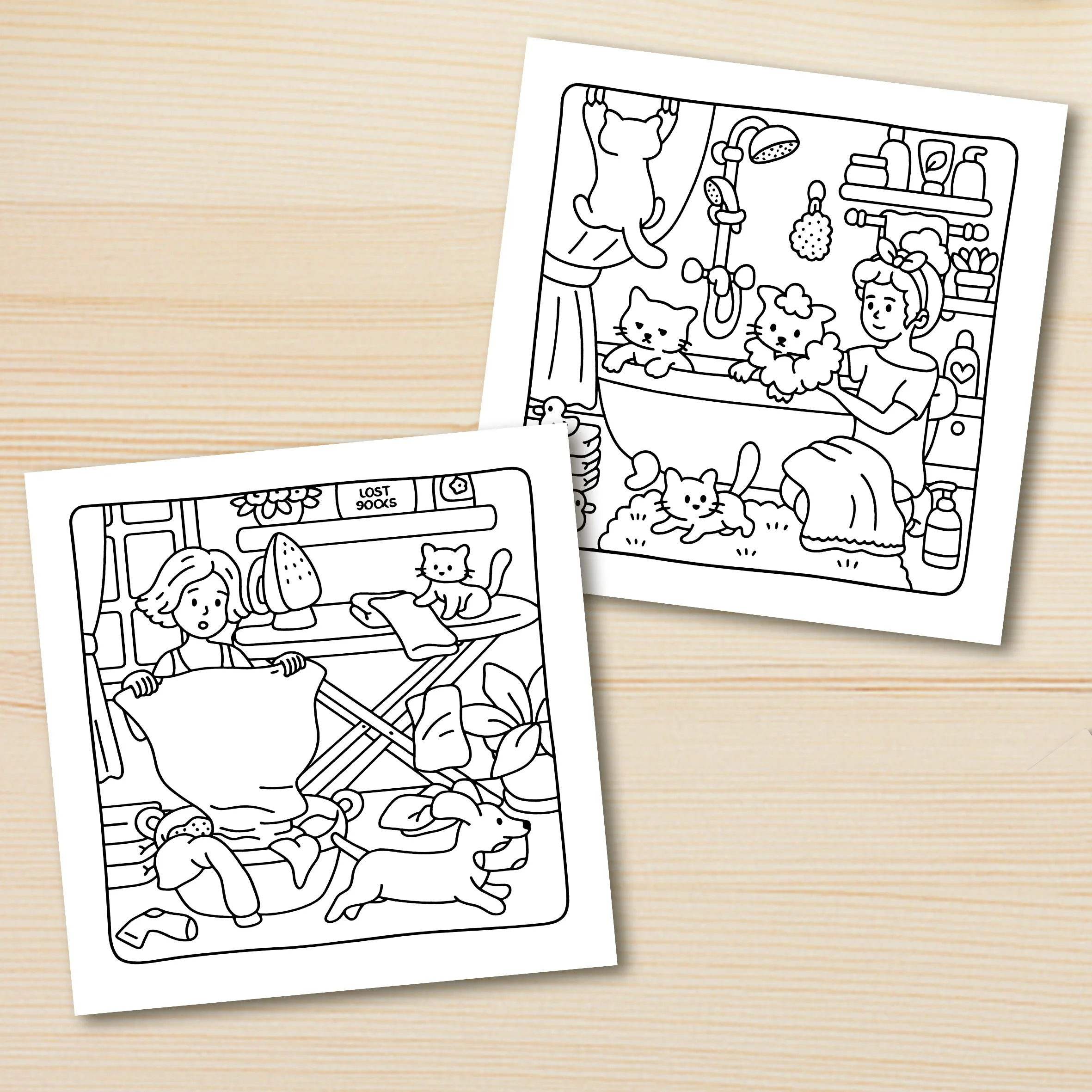 PETS MOMENTS: Coloring Book for Adults Featuring Cute Cozy Daily Activities for Relaxation (Cozy Spaces Coloring)