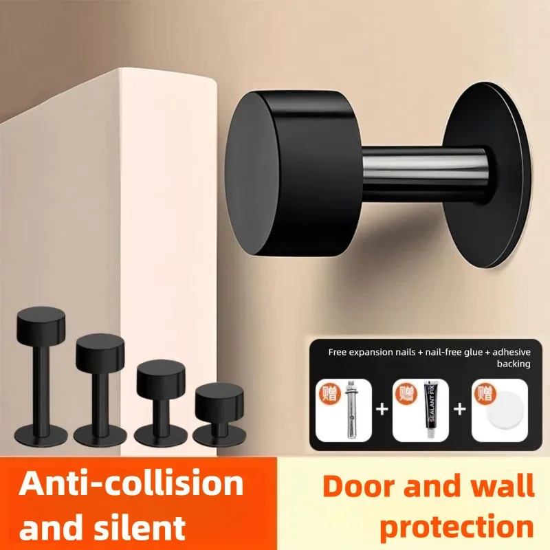 Rubber Door Stopper Self Adhesive Wall Floor Protector Heavy Duty Door Handle Stop Non Punch Mute Doorstop Home Hardware